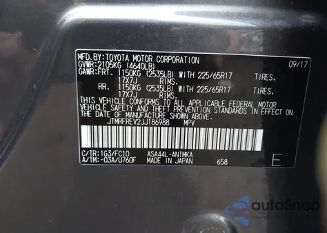 2018 Toyota Rav4 Xle из США, поврежденный, VIN JTMRFREV2JJ186988